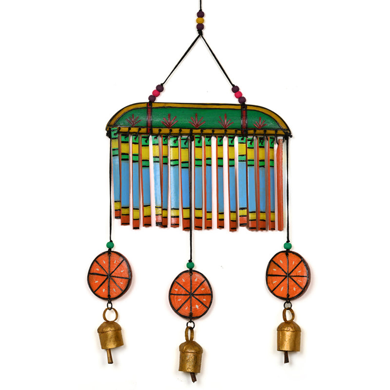Wooden Multicolured Handpainted Hanging Chime With bell