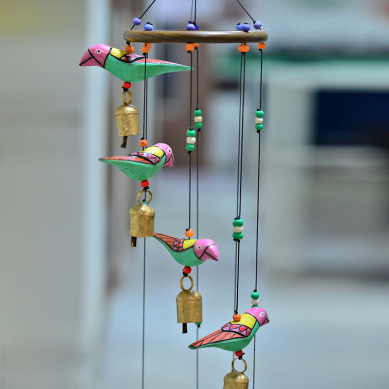 Handmade Wooden Birds Wind Chime Cum Decorative Hanging