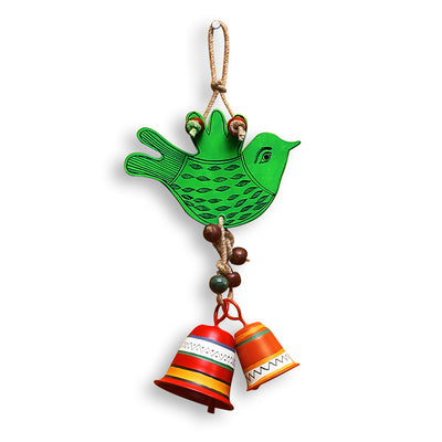 'The Singing Bird' Hand-Painted Decorative Hanging Wind Chime In Wood & Metal
