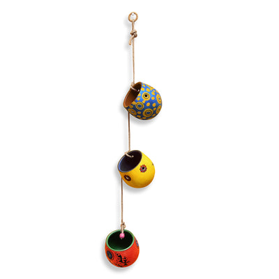 'Charm Goblets' Hand-Painted Decorative Hanging In Terracotta