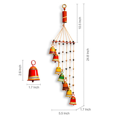'Breezy Chiming' Hand-Painted Decorative Hanging Bells Wind Chime In Metal