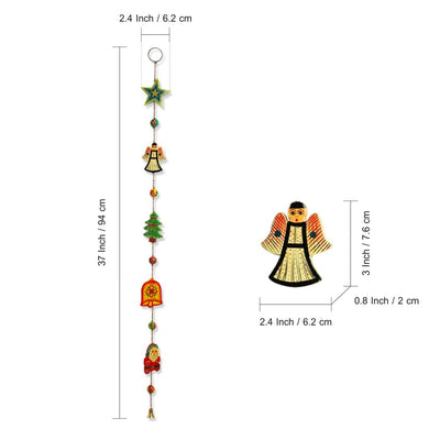 'Christmas Buntings' Hand-Painted Decorative Toran In Chilbil & Gular Wood (Set of 2)