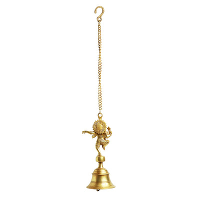 'Dancing Ganpati' Hand-Etched Decorative Hanging Bell In Brass (1279 Grams)