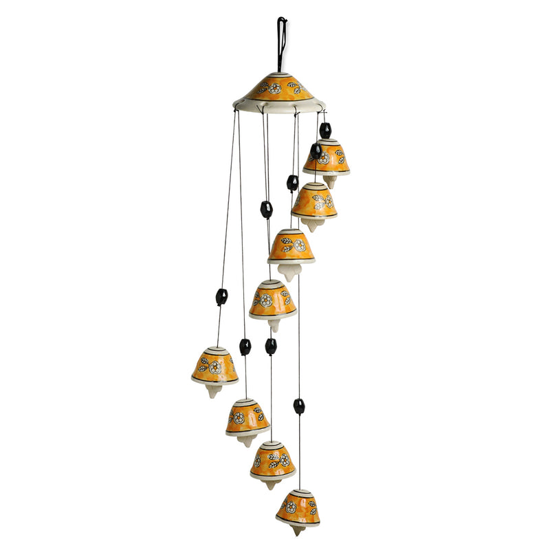 Decorative Hanging Bells Ceramic Wind Chimes for Home Décor ('Hazel  Symphonies' Handpainted Wind Chimes for Balcony with Sound