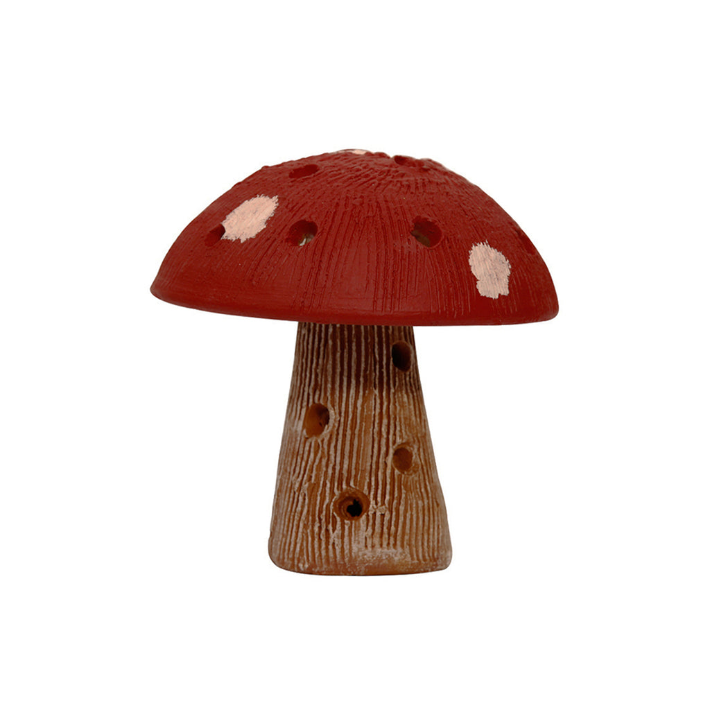 Terracotta Handpainted Garden Mushroom In Red
