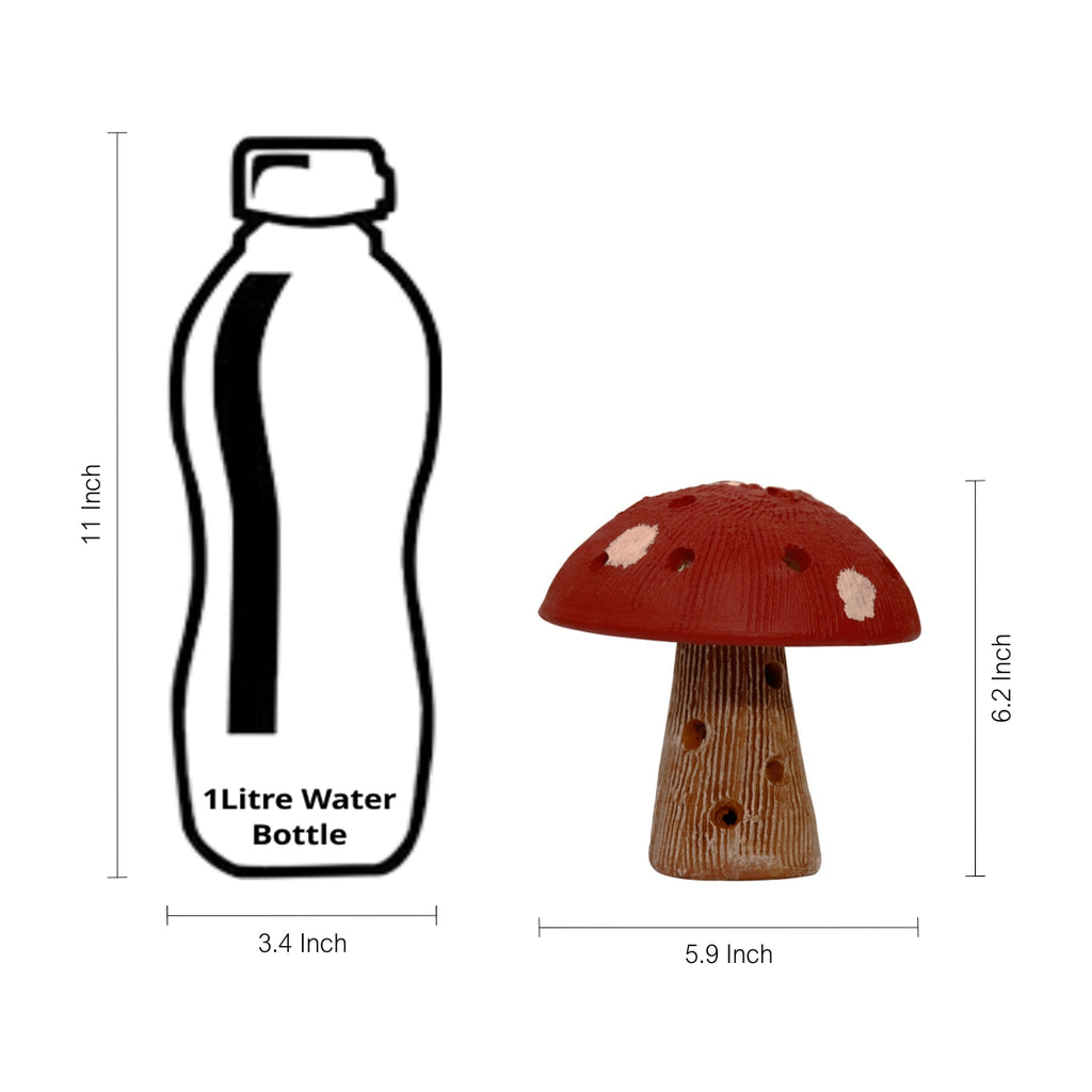 Terracotta Handpainted Garden Mushroom In Red