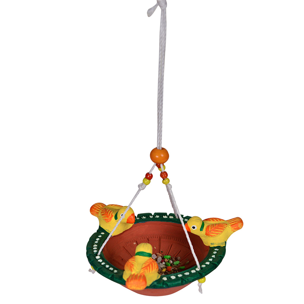 Terracotta Handpainted Bird Feeder