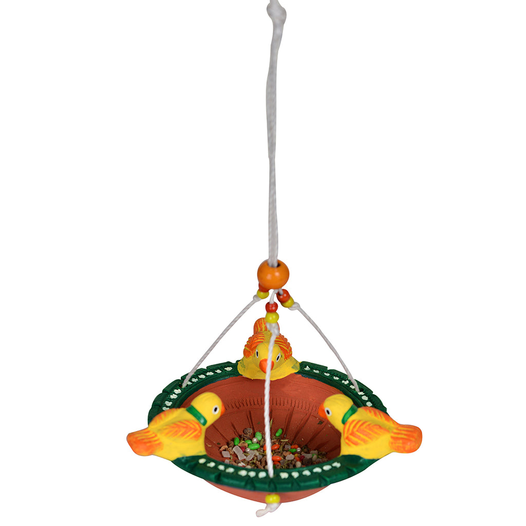 Terracotta Handpainted Bird Feeder