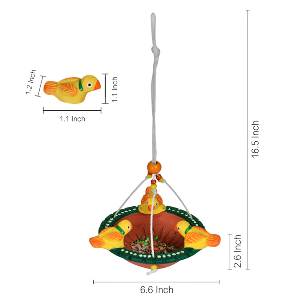 Terracotta Handpainted Bird Feeder