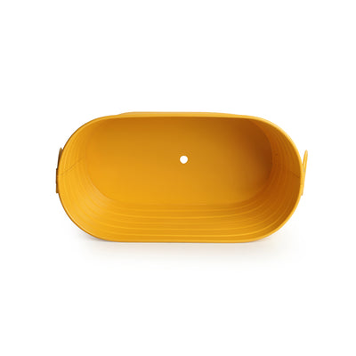 'Glossy Yellow' Hand-Painted Floor Cum Table Planters Pot In Metal (Set Of 2)