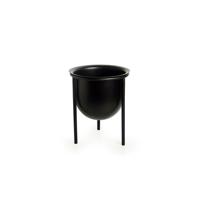 Matte Black' Table Planter Pot With Tri-Stand In Iron (8.5 Inch)
