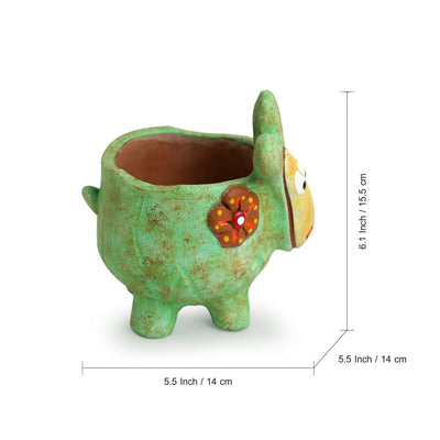 'Curios Sheep' Handmade & Hand-painted Planter Pot In Terracotta (6 Inch)