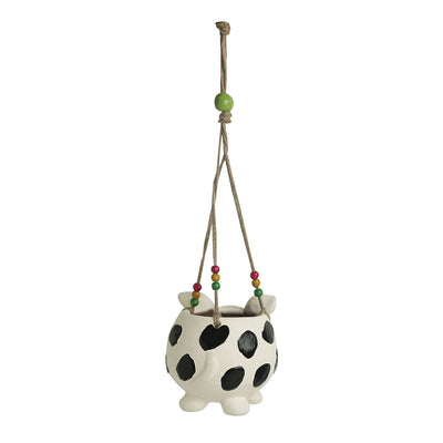 'Aerial Piggy' Handmade & Hand-painted Hanging Planter Pot In Terracotta (5.5 Inch)