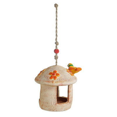 'Swinging Hut' Handmade & Hand-painted Bird House In Terracotta (6 Inch)
