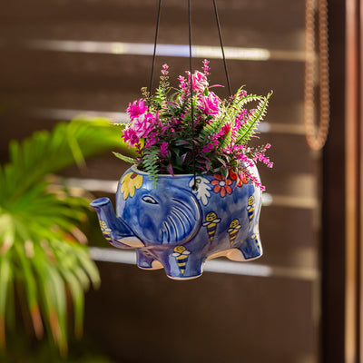 'The Bee Collective' Hand-painted Ceramic Hanging Planter Pot
