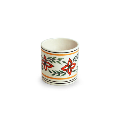 'Ethnic Lily' Hand-painted Table Planter Pot In Ceramic
