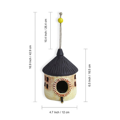 'Village Cottage' Handmade & Hand Painted Bird House In Terracotta (4 Inches)
