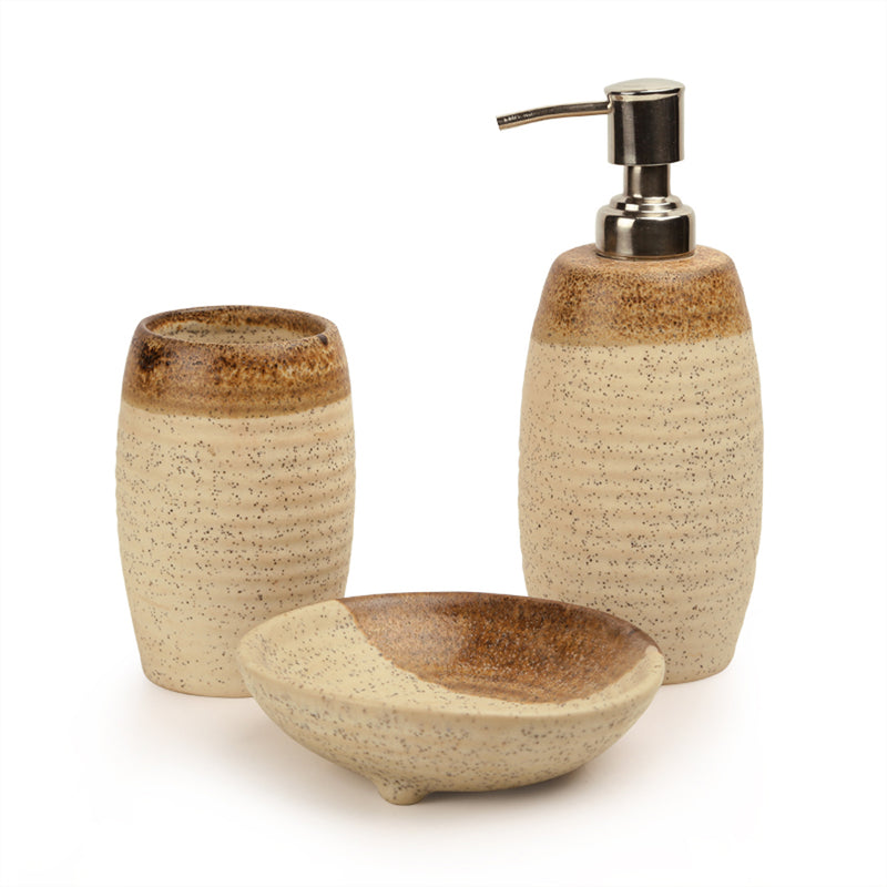Brown-ing Textures Ceramic Bathroom Accessories (Set Of 3)