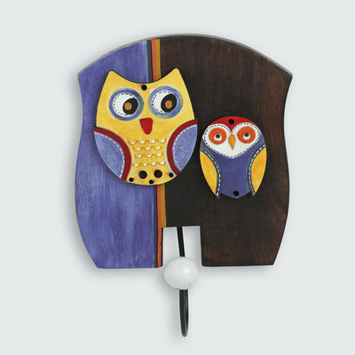 'Twin Owl Motifs' Wall Towel Cum Cloth Hanger (1 Hook)