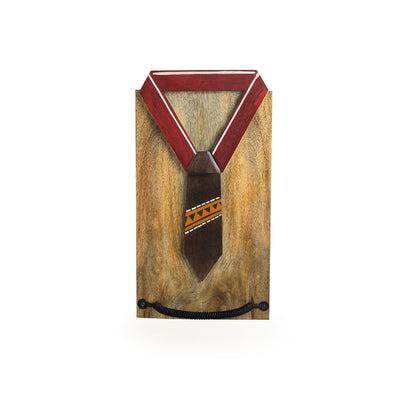 Warli Shirt' Hand-Painted Spring Towel Holder In Mango Wood & Iron