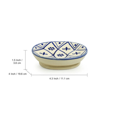 'Moroccan Floral' Hand-painted Studio Pottery Bathroom Accessory Set In Ceramic (Set of 3)