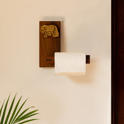 'Elephant Block' Hand Carved Decorative Tissue Roll Dispenser In Sheesham Wood