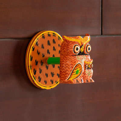 'Motherly Owl' Handcrafted Towel Holder in Gular Wood