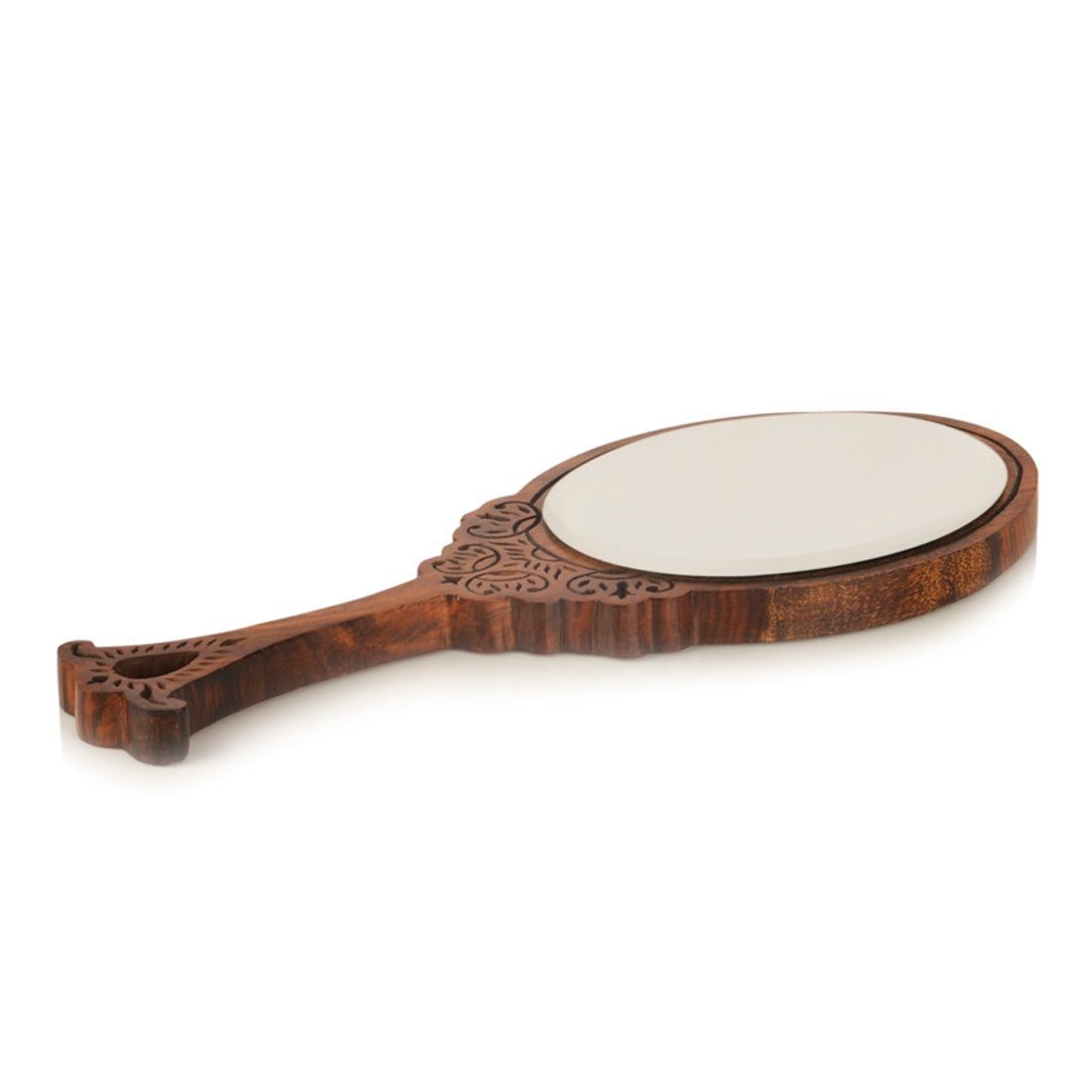 Wooden Engraved Handheld Mirror From 'Royal Queen Collection '