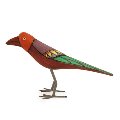 Handmade And Hand Painted Bird Family Showpiece In Wood