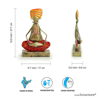 Rajasthani Folk Artist' Hand-painted Decorative Showpiece (11 Inch | Iron)