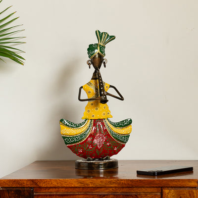 Bansuriwala Folk Artist' Handpainted Decorative Showpiece (Iron | 13 Inch)