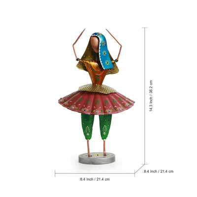 'Rajasthani Kalbeliya Folk Dance Girl' Handpainted Decorative Showpiece In Iron (14.3 Inches)