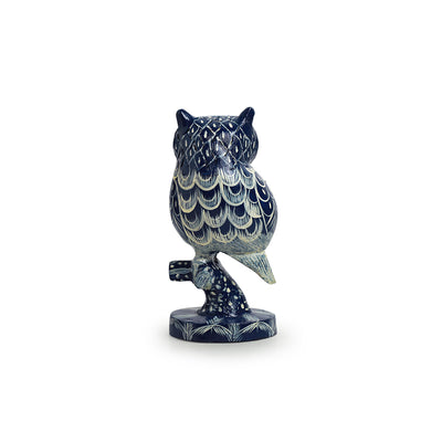 'The Consious Owl' Hand-Painted Showpiece In Wood