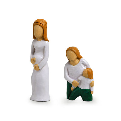 'Family Tales' Hand-Carved & Hand-Painted Wood Figurine Showpiece (Set of 2)