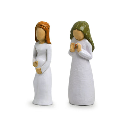 'A New Life' Hand-Carved & Hand-Painted Wood Figurine Showpiece (Set of 2)
