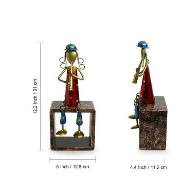 'Flute Player' Handpainted Decorative Showpiece In Iron (12 Inch)