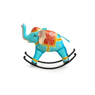 'Ethereal Elephant' Handpainted Decorative Showpiece In Iron (7 Inch)