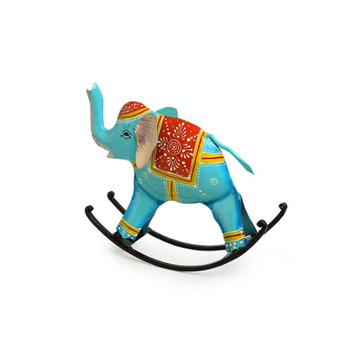 'Ethereal Elephant' Handpainted Decorative Showpiece In Iron (7 Inch)