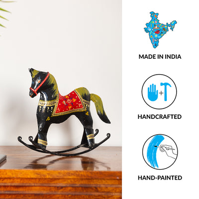 'Majestic Horse' Handpainted Decorative Showpiece In Iron (8 Inch)