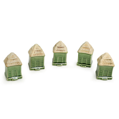 'Little Cottages' Hand-Painted Miniature Décorative Showpieces In Ceramic (Set of 5)
