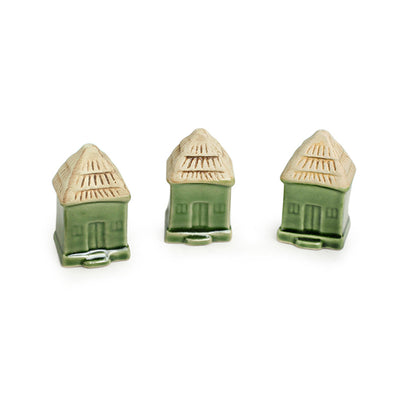 'Little Cottages' Hand-Painted Miniature Décorative Showpieces In Ceramic (Set of 5)