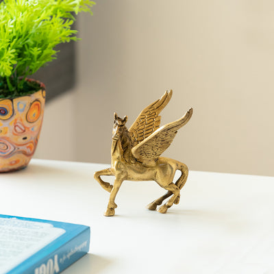 Fying Angel Horse'  Brass Showpiece Figurine (Hand-Etched | 0.3 Kg)