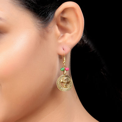 Tribal Round Faces' Bohemian Brass Earrings Handcrafted In Dhokra Art