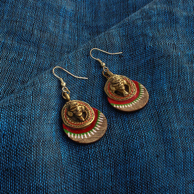 Tribal Coco Faces' Bohemian Brass Earrings Handcrafted In Dhokra Art
