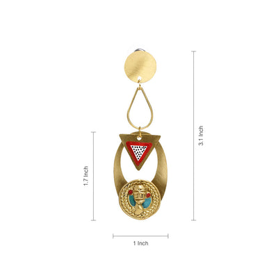 Tribal Ovoid Faces' Bohemian Brass Earrings Handcrafted In Dhokra Art