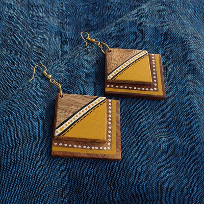 Abstract Square Pair' Bohemian Earrings Hand-painted In Triangular