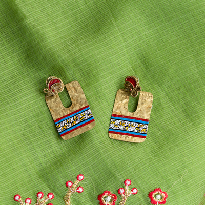 Tribal Dhokra Flat' Bohemian Earrings Handmade In Dhokra Art (Brass | 2.5 Inch)