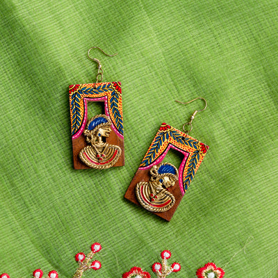 Tribal Dhokra Leafy' Bohemian Earrings Handmade In Dhokra Art (Brass | Wood | 3 Inch)