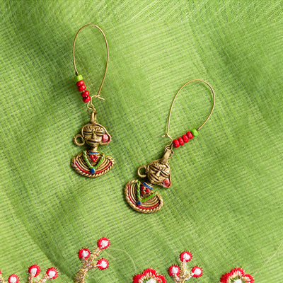 Tribal Dhokra Ladies' Bohemian Earrings Handmade In Dhokra Art (Brass | 3.3 Inch)