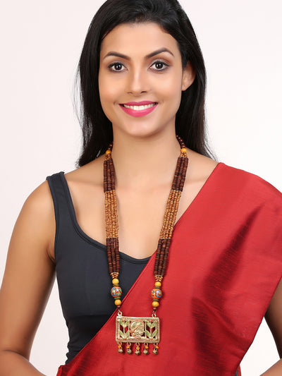 Tribal Queen Beaded' Bohemian Brass Necklace Handcrafted In Dhokra Art (Opera)